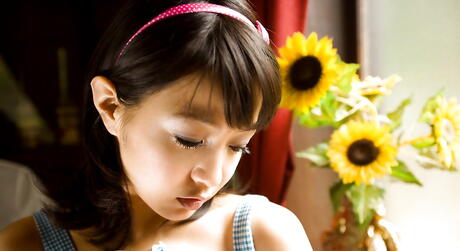 Hot japanese teen Nana Nanami in undies uncovering tiny tits and sexy butt 